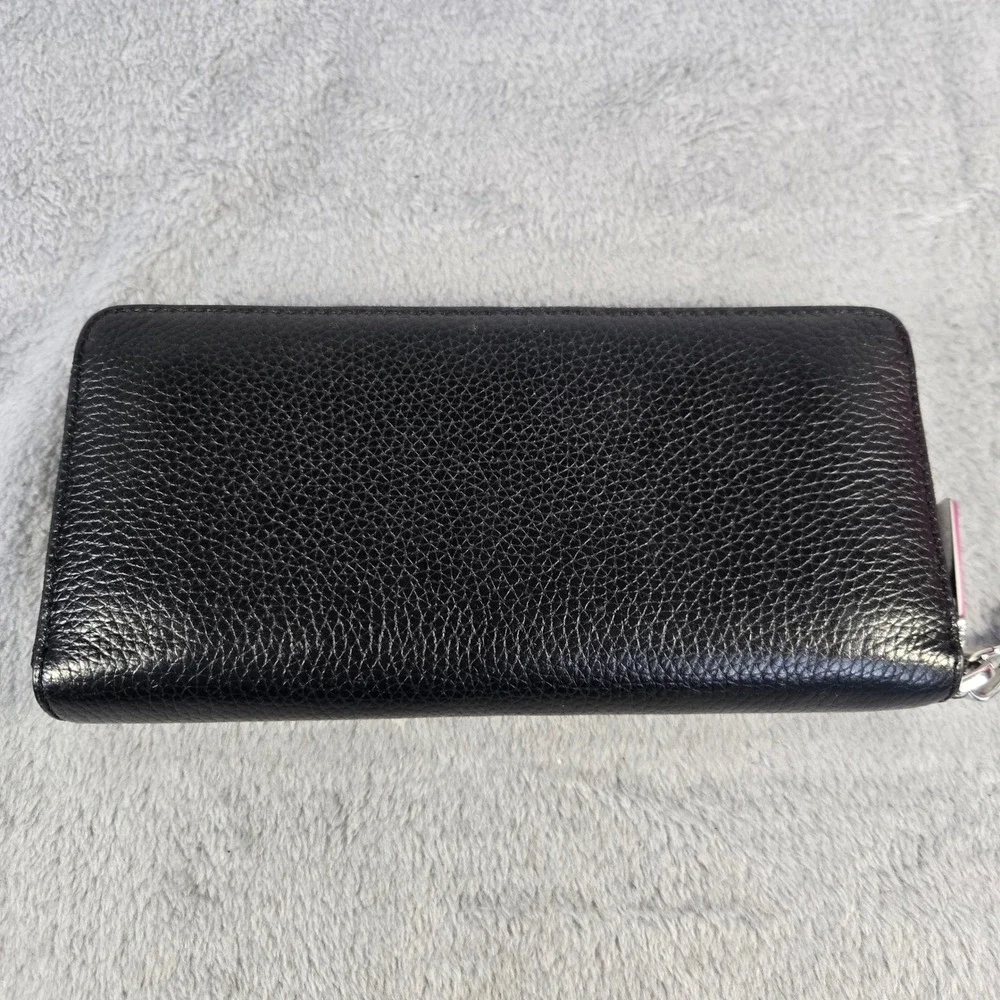 Michael Kors Jet Set Black Pebbled Leather Zip Continental Wristlet Wallet